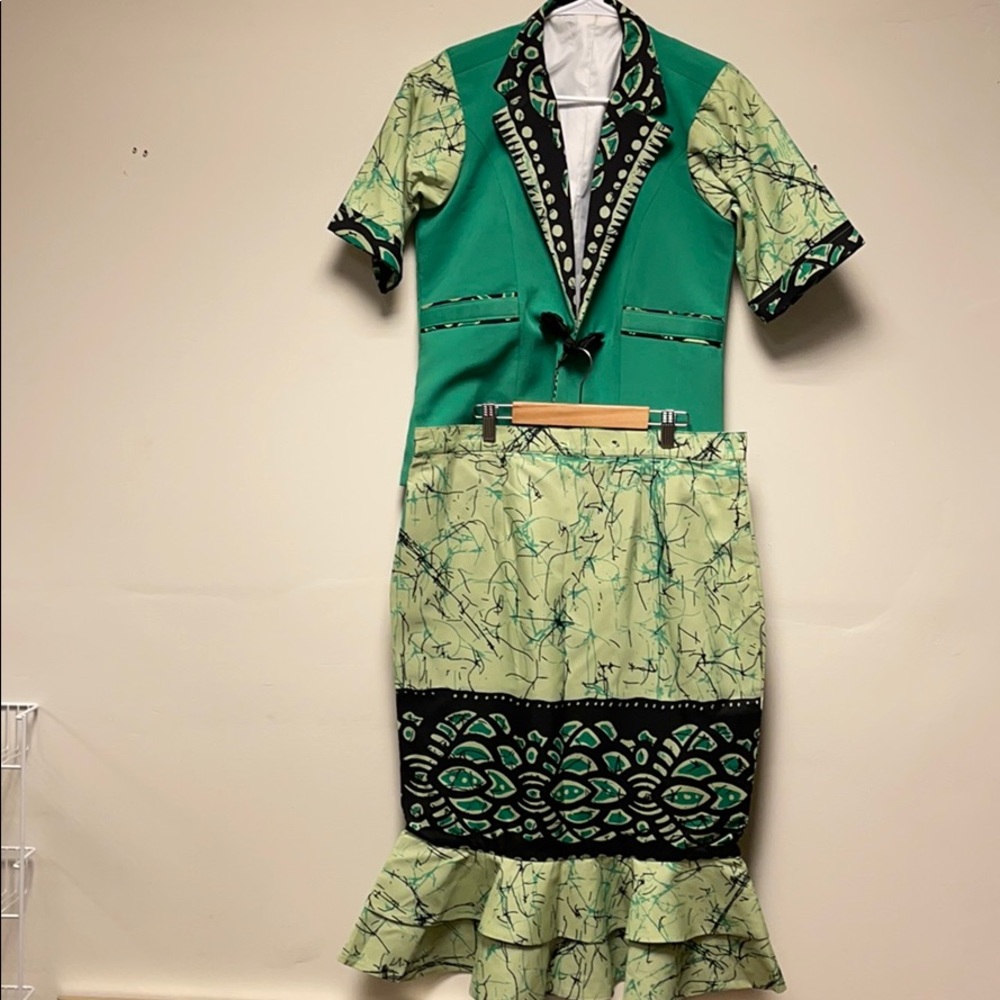 Authentic African Print Ladies Skirt Suit